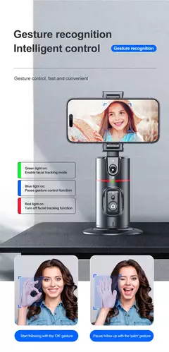 Tripé sem fio Selfie Stick para transmissão ao vivo, rastreamento facial inteligente, luz de preenchimento removível, suporte do telefone, estabilizador - Smartshopstores Boutique