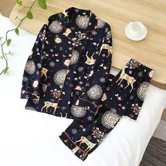 Primavera/verão novo 100% viscose pijama de calça e blusa manga comprida - Smartshopstores Boutique