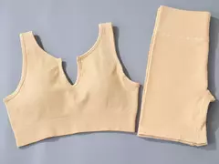 Conjunto de esporte sem costura feminino 2 de duas peças
