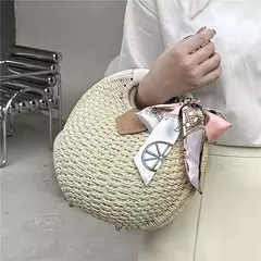 Bolsas Rattan Shell para Feminino, Tote Redonda Pequena Casual - comprar online