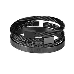 Luxo 3 pçs/set pulseira de aço inoxidável hip hop homens jóias número romano - Smartshopstores Boutique