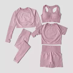 Imagem do Conjunto de roupas femininas para prática esportiva, kit sem costura para ioga