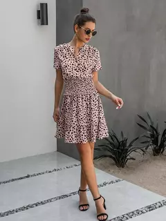Vestido feminino de oncinha com babado, casual - comprar online