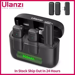 Ulanzi j12 microfone de lapela sem fio, conjunto de microfones de lapela, gravação de vídeo curta, mini microfone para iphone, android, transmissão ao vivo