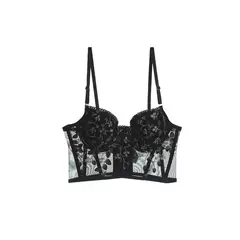 Conjunto Lingerie Francesa Feminina, Roupa Interior Sexy, Renda Bordada