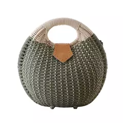 Imagem do Bolsas Rattan Shell para Feminino, Tote Redonda Pequena Casual