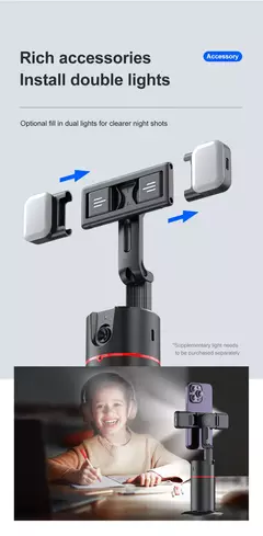Tripé sem fio Selfie Stick para transmissão ao vivo, rastreamento facial inteligente, luz de preenchimento removível, suporte do telefone, estabilizador - Smartshopstores Boutique