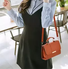 Moda feminina Bolsa de Couro Pequena, Ombro, Alça Superior, Qualidade Luxo - loja online