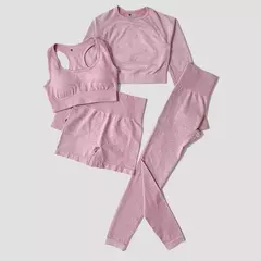 Conjunto de roupas femininas para prática esportiva, kit sem costura para ioga - comprar online