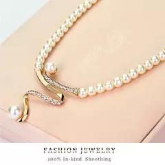 Conjunto de joias, elegante, festa de casamento, colar de pérolas - Smartshopstores Boutique