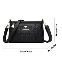 Bolsas de luxo de couro macio bolsas femininas designer 3 camadas ombro crossbody - Smartshopstores Boutique