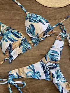 Conjunto sexy de biquíni estampado em pôa