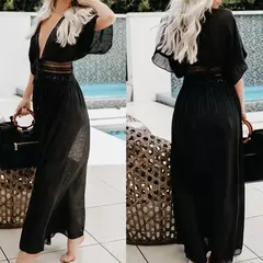 Saiada de praia sólido preto branco rendas beachwear na internet