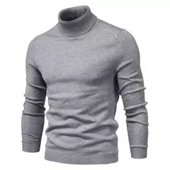 Suéter de gola alta grosso, masculino, pulôver casual, monocromático, alta qualidade - Smartshopstores Boutique