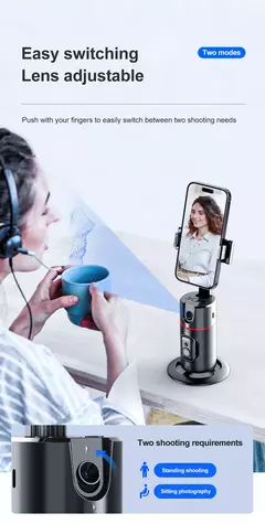 Tripé sem fio Selfie Stick para transmissão ao vivo, rastreamento facial inteligente, luz de preenchimento removível, suporte do telefone, estabilizador na internet