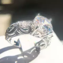 Imagem do Anel de cristal, prata esterlina 925, Moda luxo