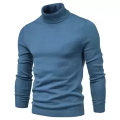 Suéter de gola alta grosso, masculino, pulôver casual, monocromático, alta qualidade na internet