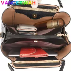 Bolsas de luxo de couro macio bolsas femininas designer 3 camadas ombro crossbody - Smartshopstores Boutique