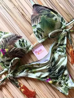 Conjunto sexy de biquíni estampado em pôa - loja online