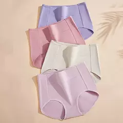 Calcinha de algodão de cintura alta 4pçs tamanho grande - comprar online