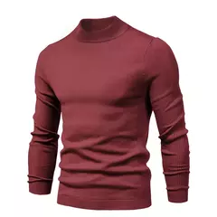 Suéter de gola alta grosso, masculino, pulôver casual, monocromático, alta qualidade - comprar online