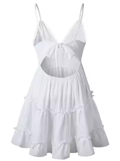 Roupas femininas vestido de verão Renda Sexy Sem Encosto Com Decote Em V - loja online
