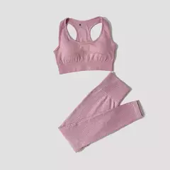 Imagem do Conjunto de roupas femininas para prática esportiva, kit sem costura para ioga