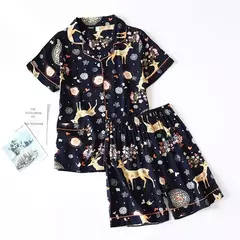 Primavera/verão novo 100% viscose pijama de calça e blusa manga comprida na internet
