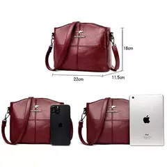 Imagem do Bolsas de luxo de couro macio bolsas femininas designer 3 camadas ombro crossbody