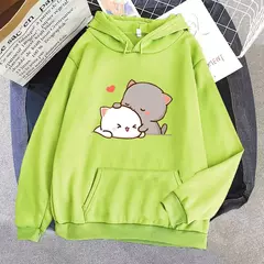 Casaco grande com estampa kawaii feminina, capuz, roupa unissex