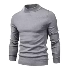 Suéter de gola alta grosso, masculino, pulôver casual, monocromático, alta qualidade - loja online