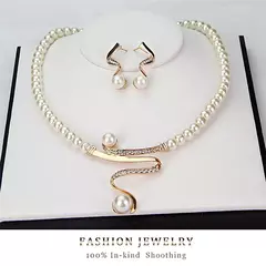 Imagem do Conjunto de joias, elegante, festa de casamento, colar de pérolas