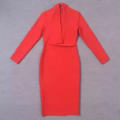 Vestido manga longa profundo decote em v sexy - comprar online