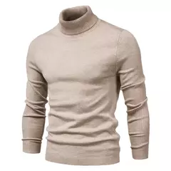 Imagem do Suéter de gola alta grosso, masculino, pulôver casual, monocromático, alta qualidade