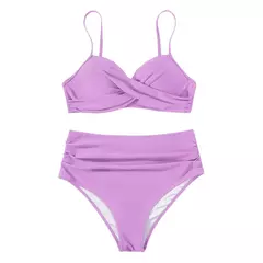Biquíni feminino sexy com estampa de folhas, roupa de banho
