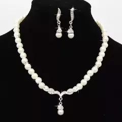 Conjunto de joias, elegante, festa de casamento, colar de pérolas - comprar online