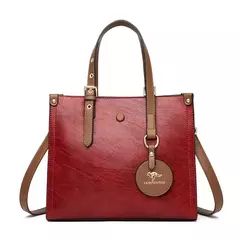 Bolsa de couro vintage para mulheres 3 camadas, bolsa casual para senhoras, bols na internet