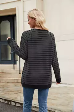 Camisa Feminina Casual de Manga Comprida Sólida Elegante Túnica na internet