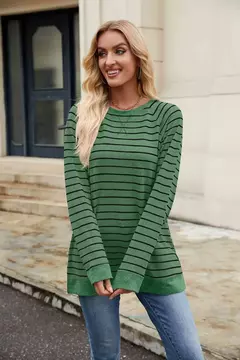 Camisa Feminina Casual de Manga Comprida Sólida Elegante Túnica na internet