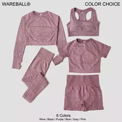 Imagem do Conjunto de roupas femininas para prática esportiva, kit sem costura para ioga