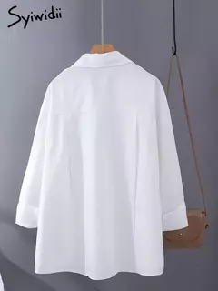 Camisa feminina de botões de manga comprida, blusas 100% algodão - Smartshopstores Boutique