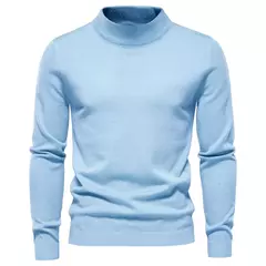 Suéter de gola alta grosso, masculino, pulôver casual, monocromático, alta qualidade - comprar online
