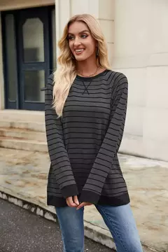 Imagem do Camisa Feminina Casual de Manga Comprida Sólida Elegante Túnica