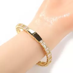 Baguette coração manguito pulseira micro palhado bling cúbico 6mm - loja online