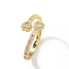 Baguette coração manguito pulseira micro palhado bling cúbico 6mm