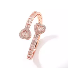 Baguette coração manguito pulseira micro palhado bling cúbico 6mm