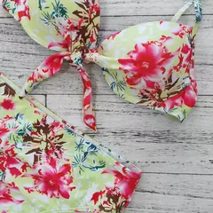Biquíni feminino sexy com estampa de folhas, roupa de banho na internet