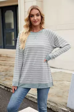 Camisa Feminina Casual de Manga Comprida Sólida Elegante Túnica - loja online