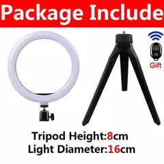 Ring Light LED regulável para selfies com tripé, luz quente e fria na internet