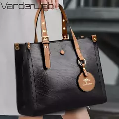 Bolsa de couro vintage para mulheres 3 camadas, bolsa casual para senhoras, bols